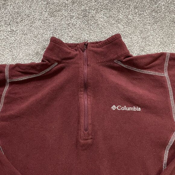 Columbia Sweatshirt Women Small Maroon Fleece 1/4 Zip High Neck Pullover Outdoor - Picture 10 of 10